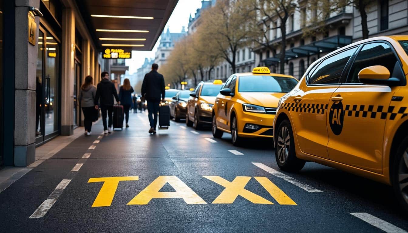 Où se trouvent les emplacements officiels d'arrêt des taxis à la gare ?